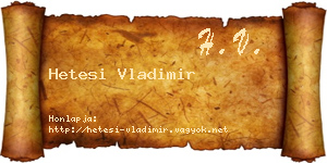 Hetesi Vladimir névjegykártya
